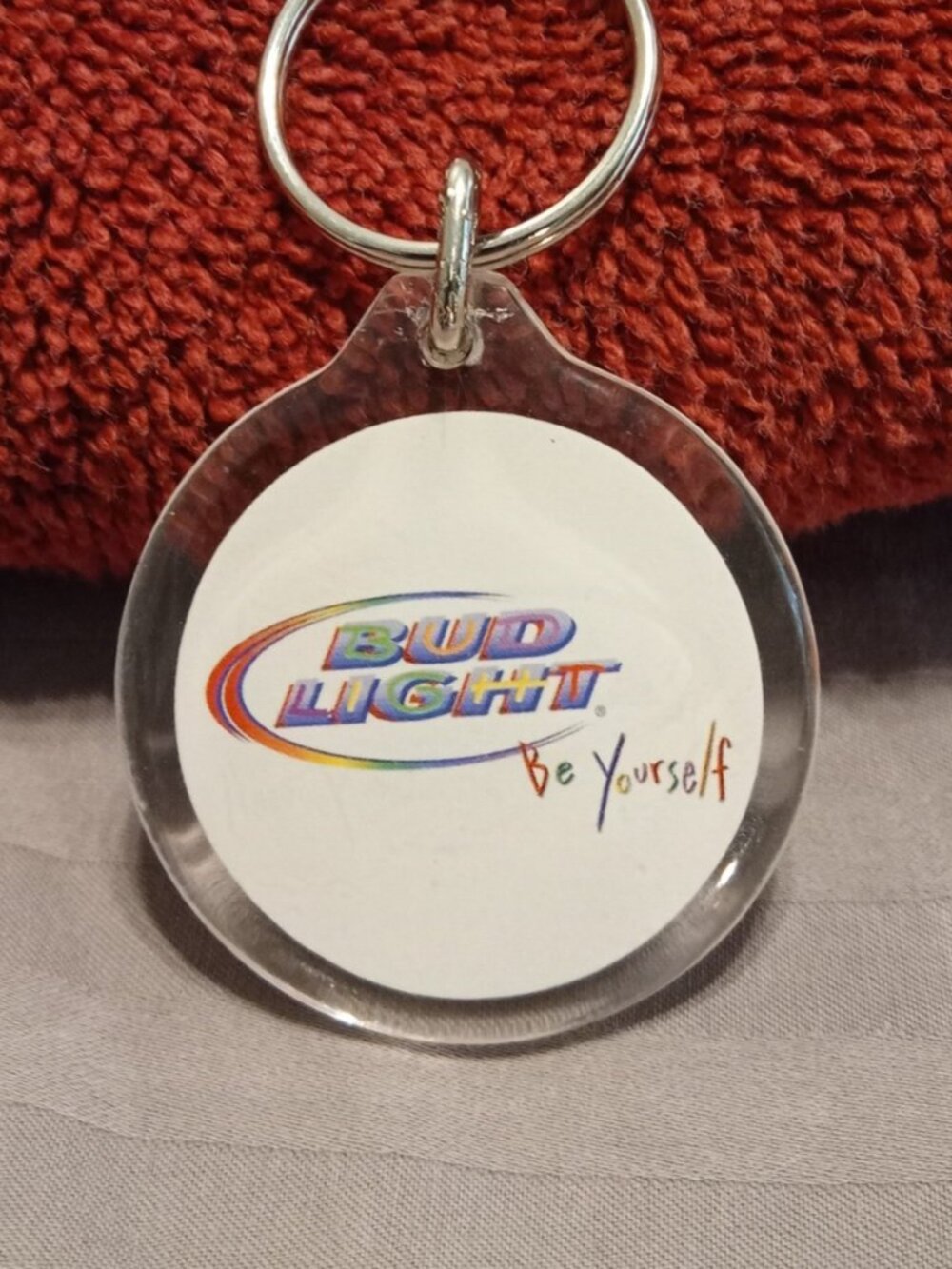 "Be Yourself" Collectible Vintage Bud Light Keyring - from Dallas Pride Parade